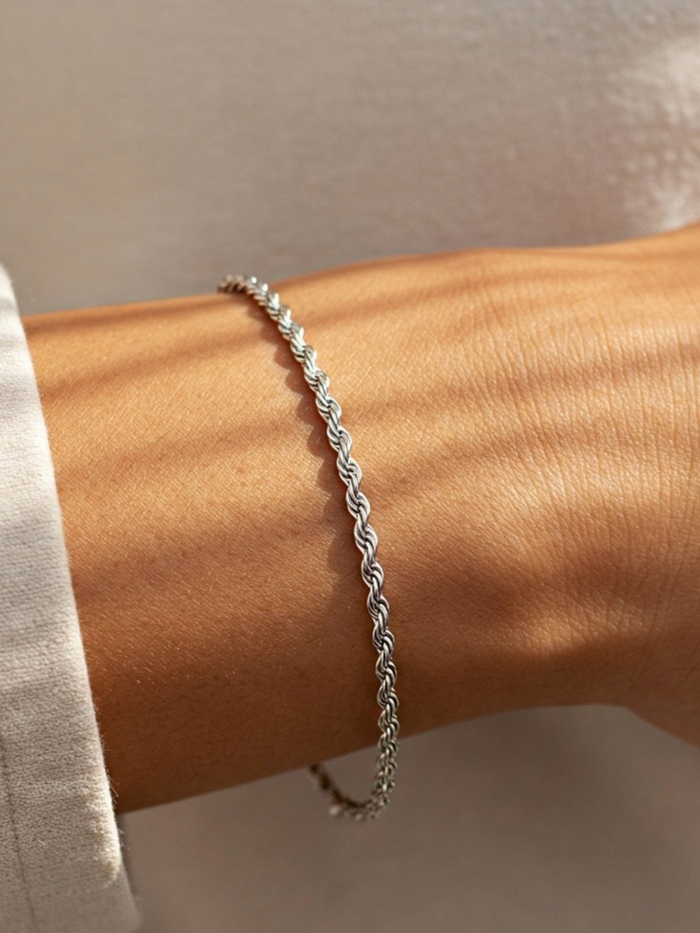 SILVER ROPE CHAIN BRACELET